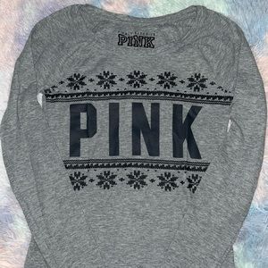 🌺PINK Gray Snowflake Long Sleeve
